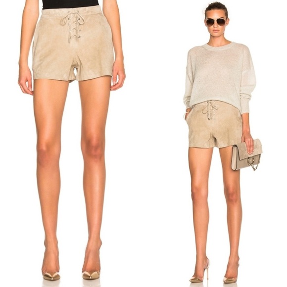 Rag & Bone Stone Suede Lace Up Leather Shorts women’s size 30 - Picture 1 of 9